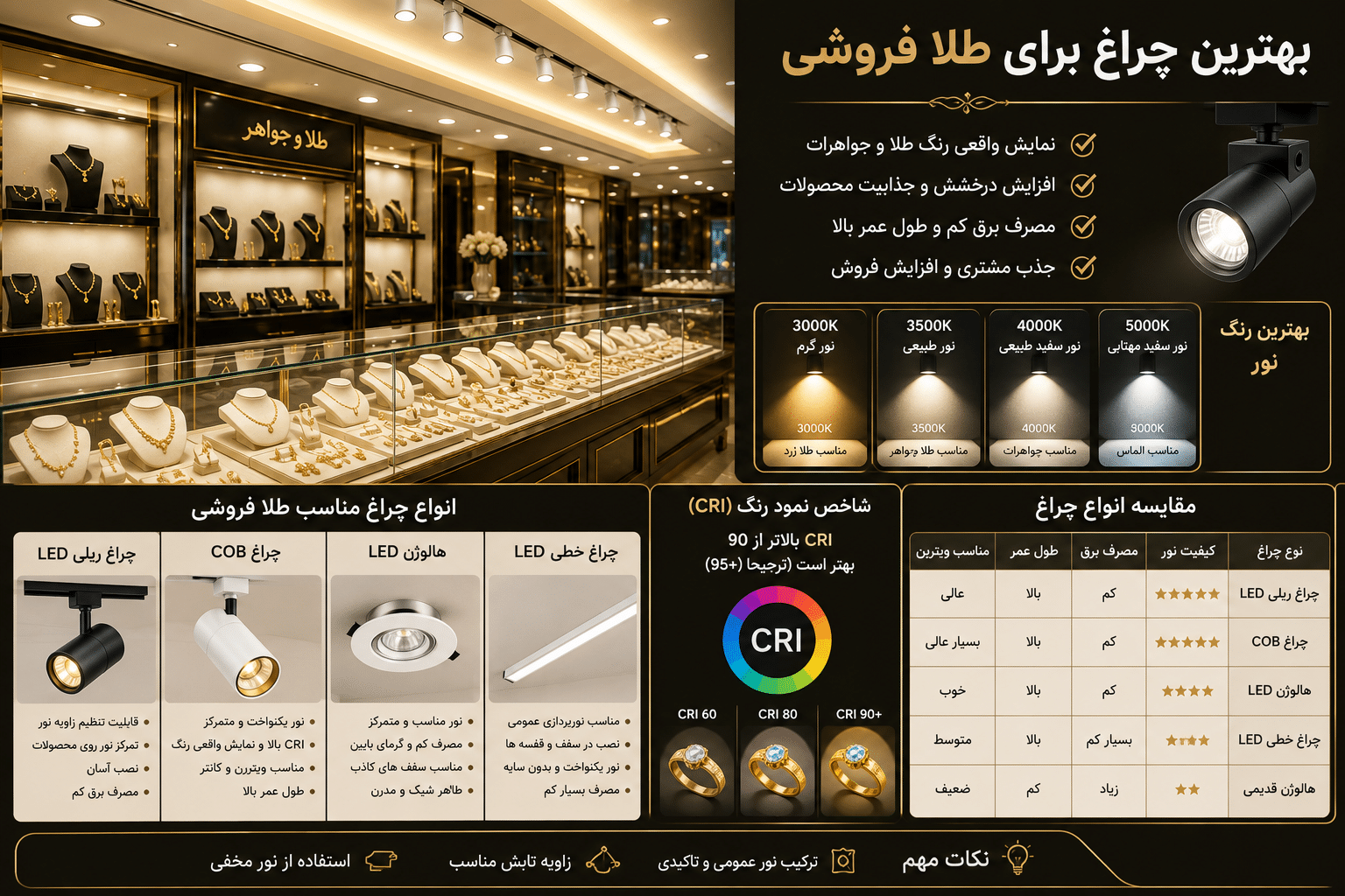 بهترین چراغ برای طلا فروشی